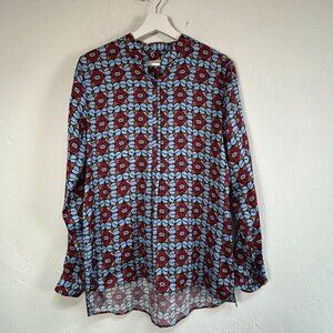 0039 Italy Womens Floral Long Sleeve Janice New Blouse Top Small Multicolor NWOT